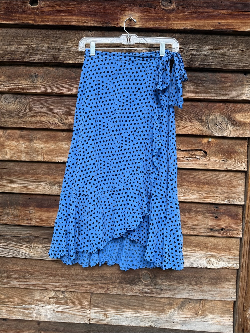 Whistles wrap skirt midi polka dot